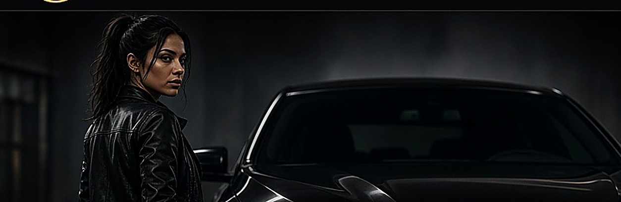 Audio MotorSports team member next to a Dodge Challenger